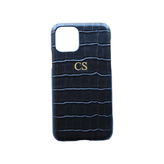 iPhone 11 Pro Black Croc Leather Phone Case