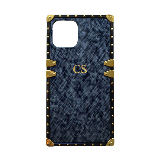 iPhone 11 Pro Max Personalised Black Saffiano Leather Trunk Phone Case