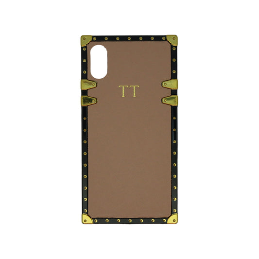 iPhone X or XS Personalised Nude Saffiano Leather Trunk Phone Case