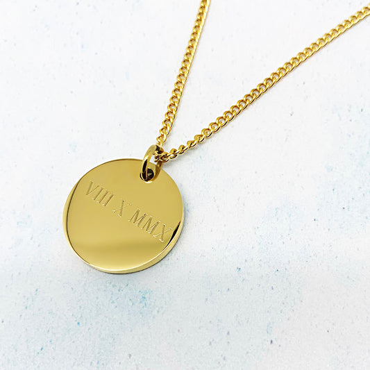 Gold Adjustable Roman Numerals Necklace