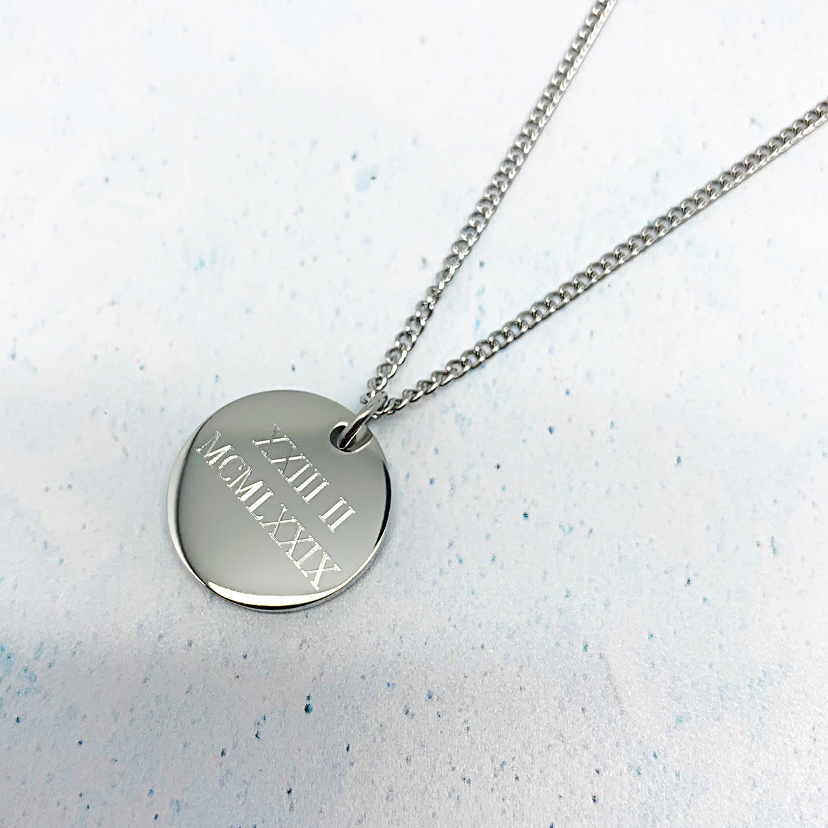 Silver Adjustable Roman Numerals Necklace