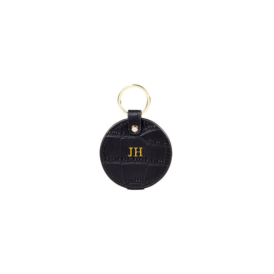 Personalised Croc Leather Black Keyring