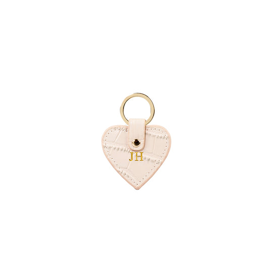 Personalised Croc Leather Nude Heart Keyring