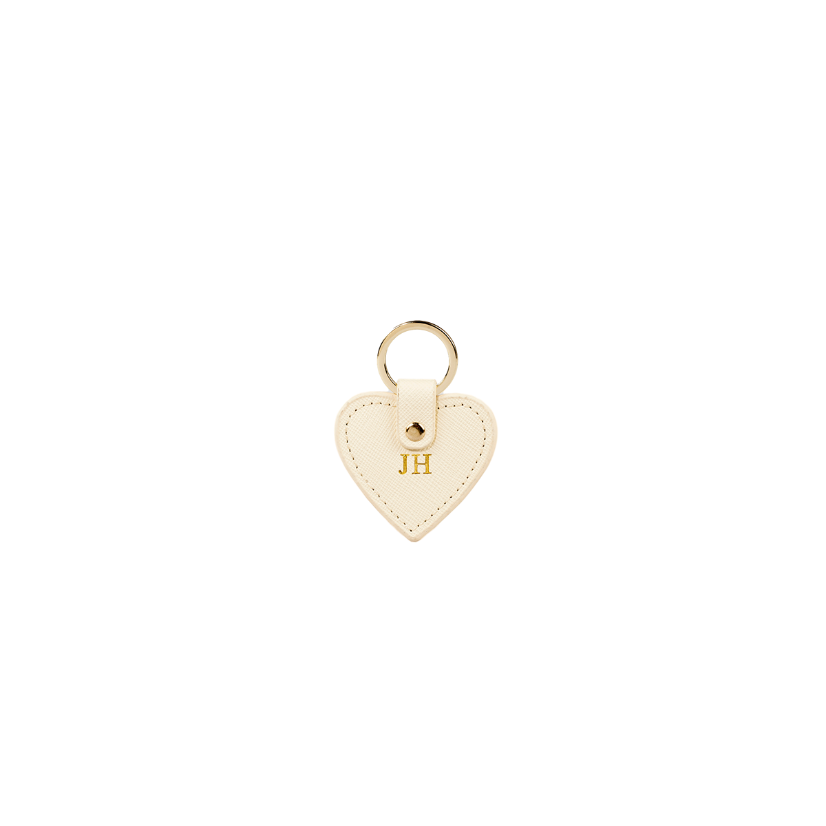 Personalised Saffiano Leather White Heart Keyring