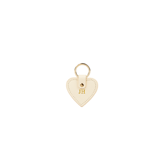 Personalised Saffiano Leather White Heart Keyring
