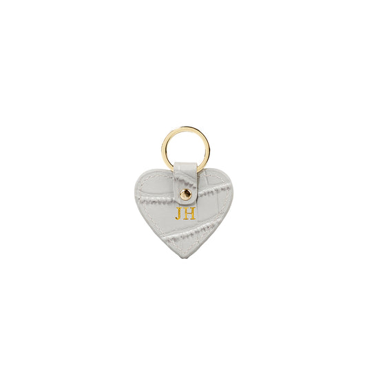 Personalised Croc Leather Grey Heart Keyring
