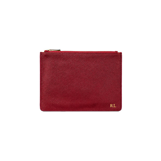 Personalised Saffiano Red Leather Pouch