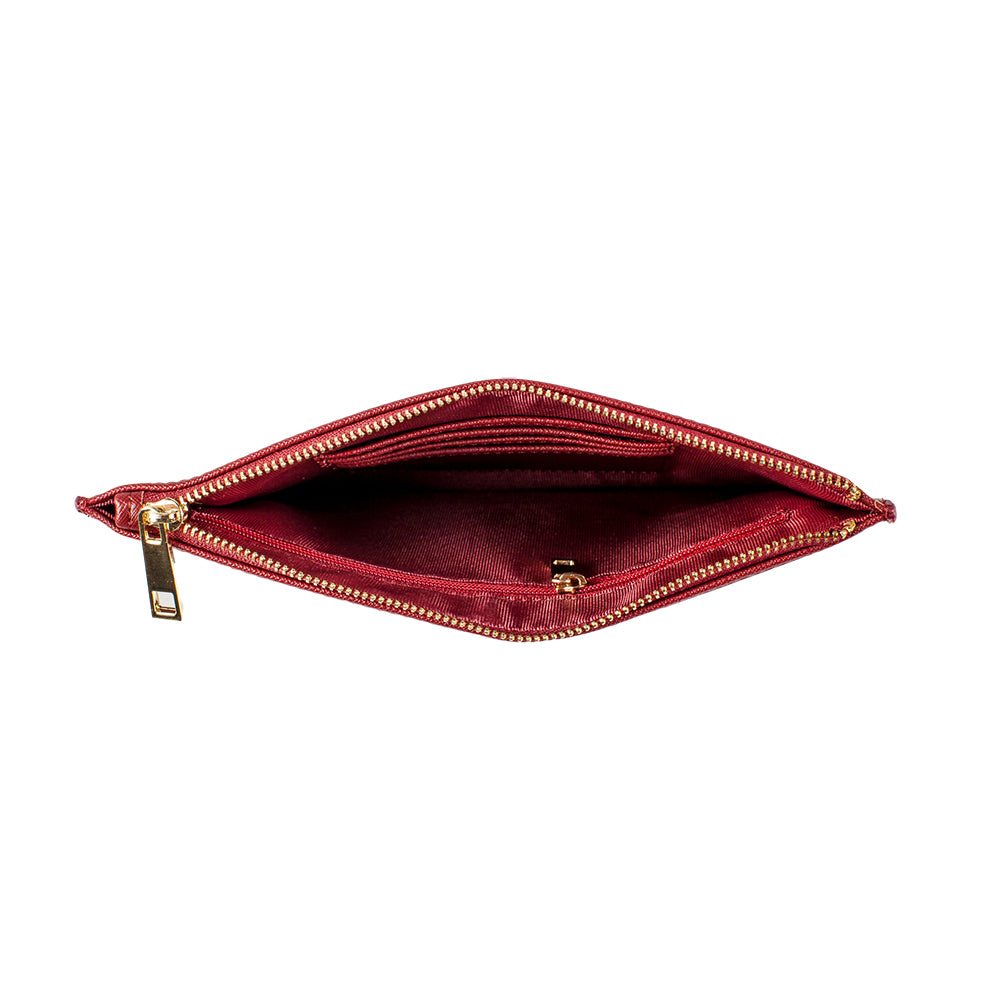 Personalised Saffiano Red Leather Pouch
