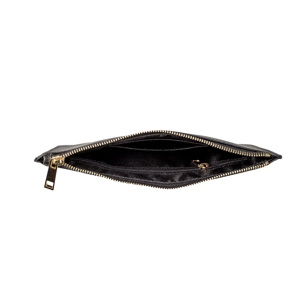 Personalised Saffiano Black Leather Pouch